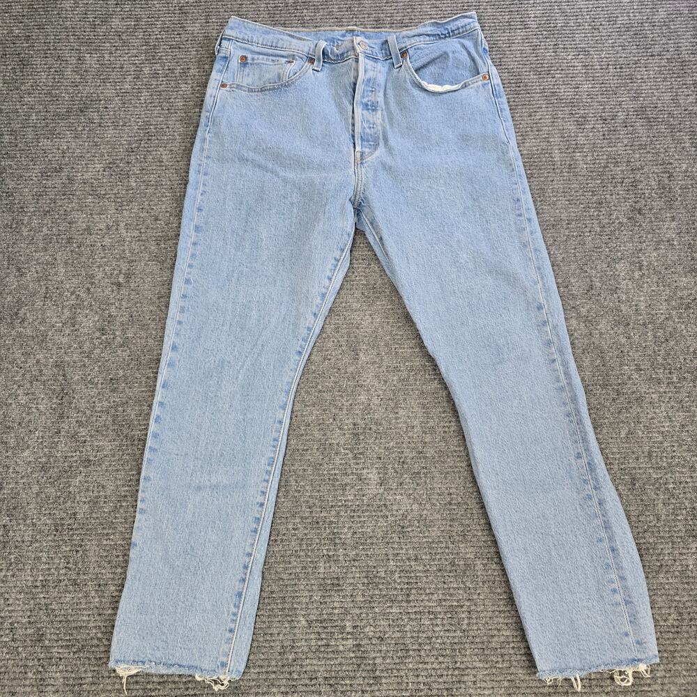 Levi's 501 Skinny Jeans Womens 32x28 Light Wash High Rise Raw Hem